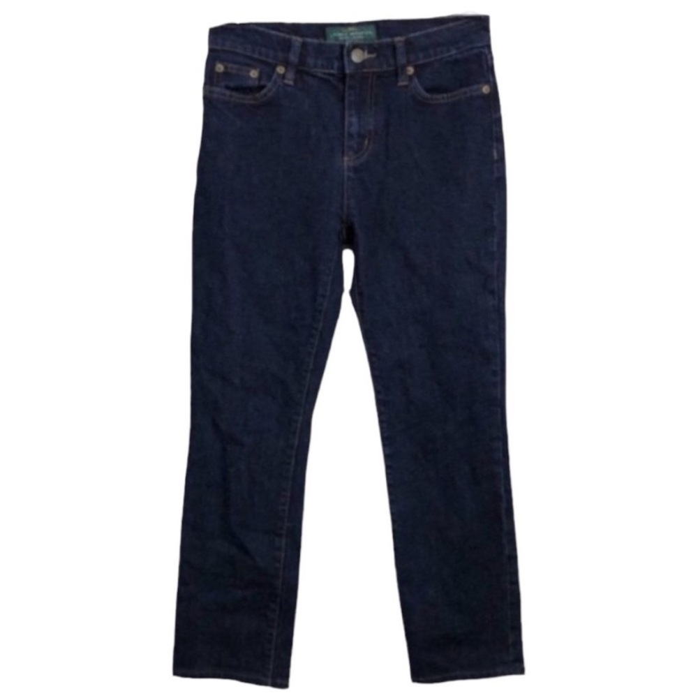 Lauren Jeans Dark Wash Mid Rise Straight Leg Denim Jeans size 4 PETITE